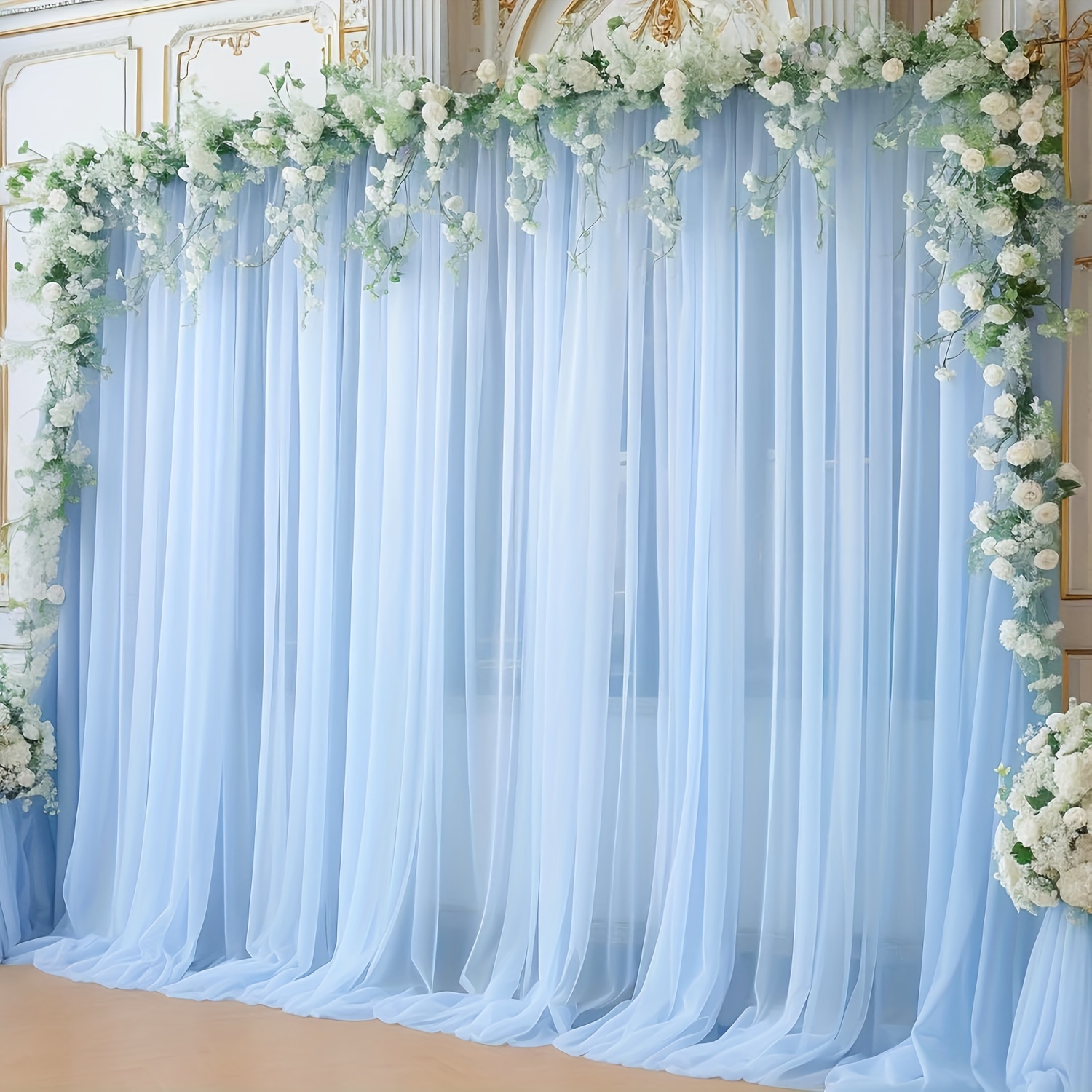 

Sheer Backdrop Curtain, Measuring 5.24 Feet By 16.4 Feet, Designed For Decoration In Wedding And Birthday Party Photo Shoots.