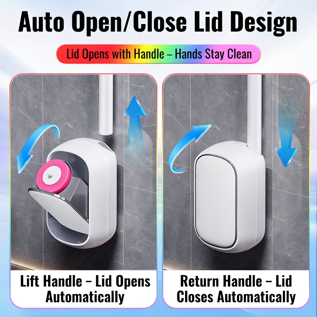 automatic opening toilet brush system with 28 refill heads   rotating brush heads wall mounted abs pp suitable for bathroom space saving hygienic automatic operation automatic caddy system for modern bathrooms 5