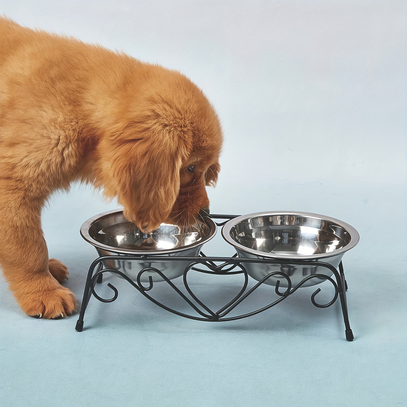 

Stainless Feeder Set With Stand - Includes 2 Bowls For Food & Water, Non-slip Base