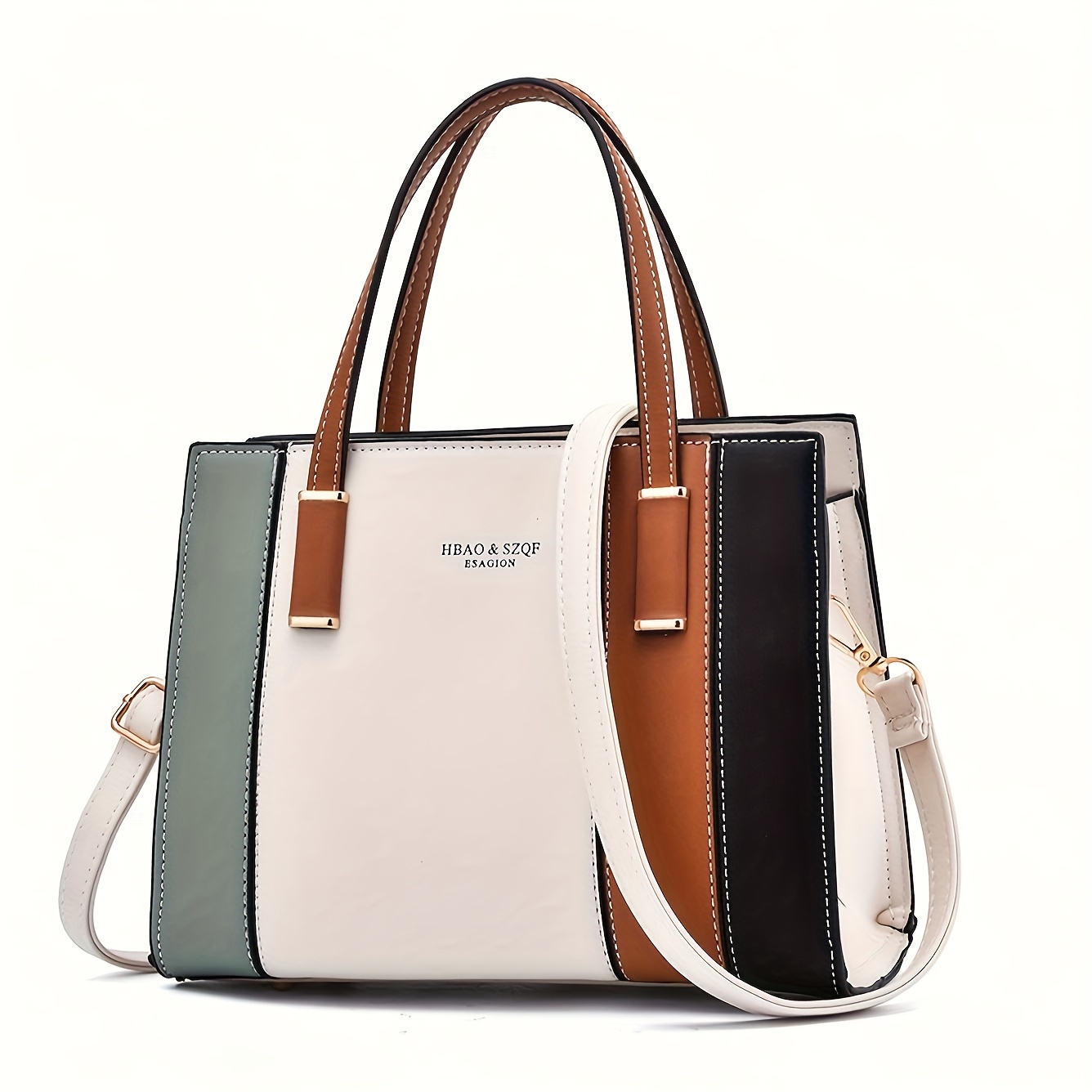 Stylish And -block Bag, Pu Material, With Long Shoulder Strap, Handbag, Crossbody Bag