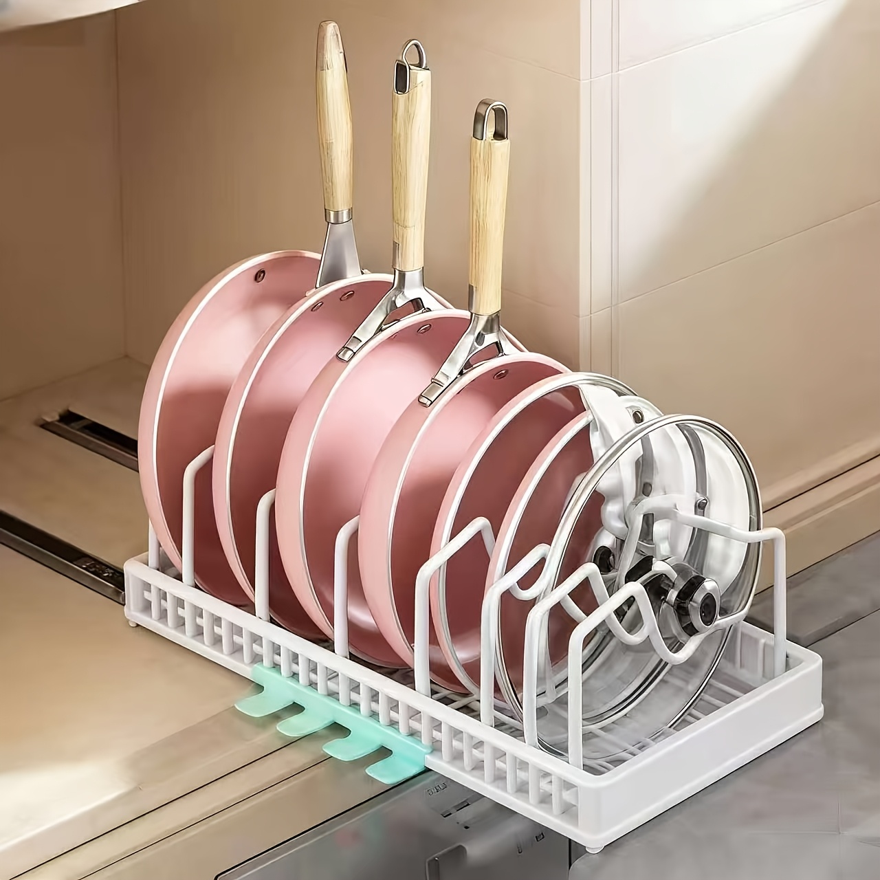 Pull-out Cabinet Pot Rack, Sliding Kitchen Organiser, Crockery Rack, Featuring Adjustable Dividers, No-drill Design, Pull-out Storage, Home And Kitchen