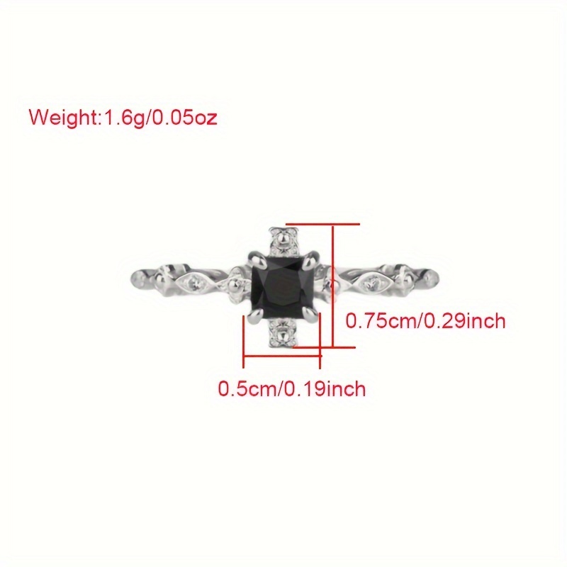 elegant silver plated vintage fashion copper with black   zircon inlaid ring for women versatile personalized retro accessories perfect jewelry gifts for women details 5