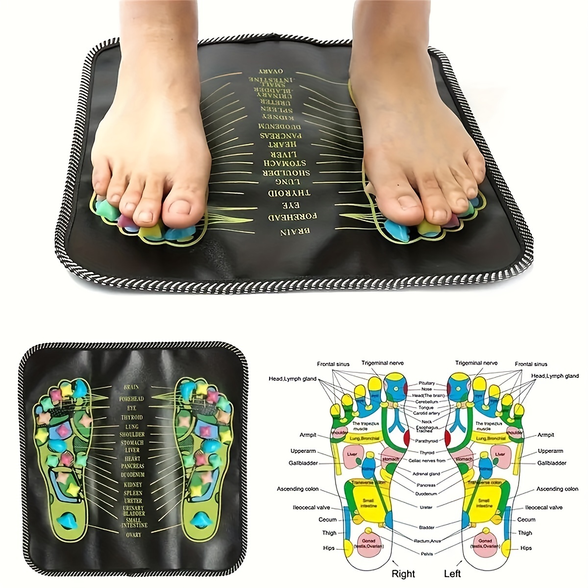 colorful stone foot acupressure mat   pebble like massage pad for home use details 4