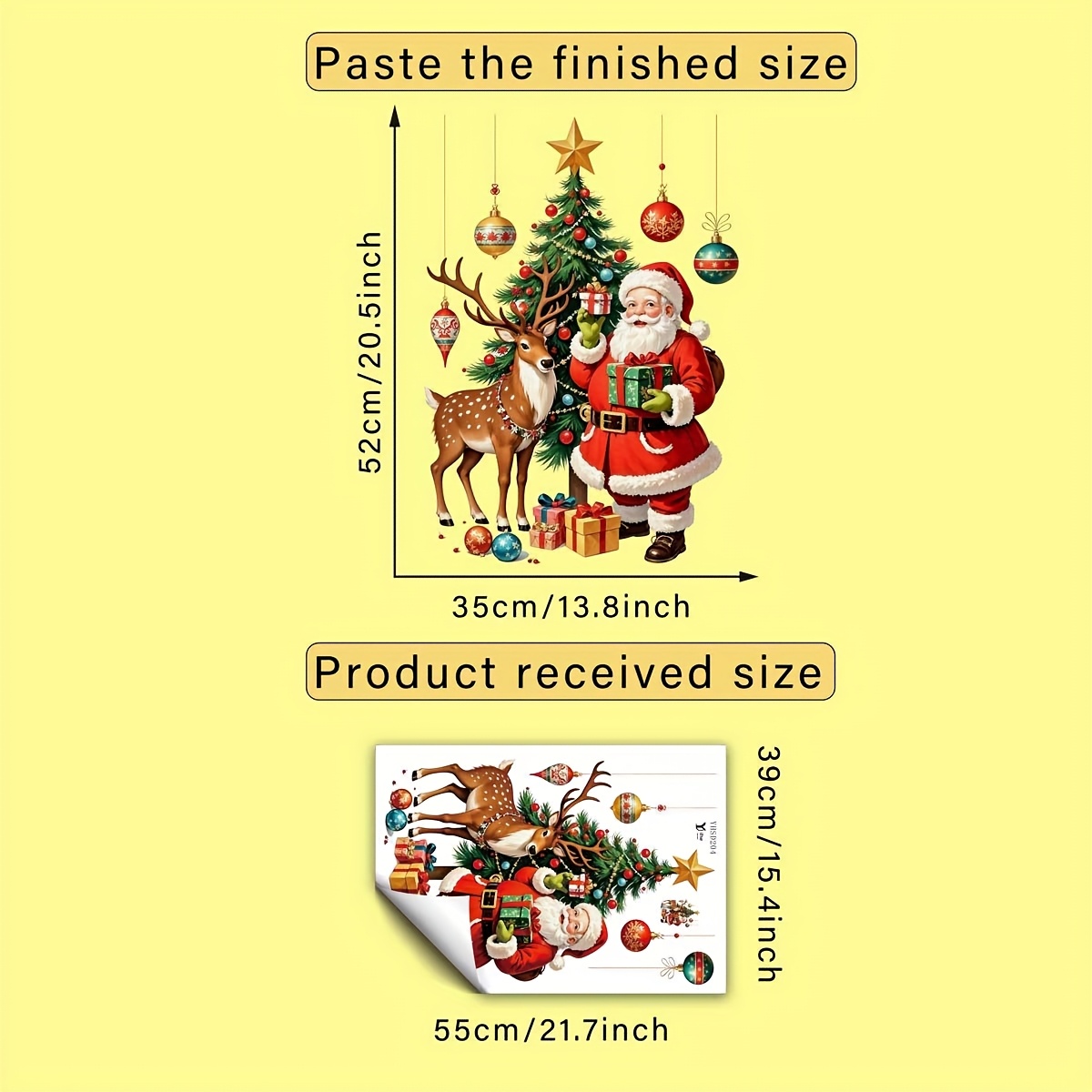 TEMU 1pc Of Christmas-themed Window Stickers Featuring Santa Claus, Reindeer, Christmas Trees, And Ornaments. Creative Self-adhesive, Removable,