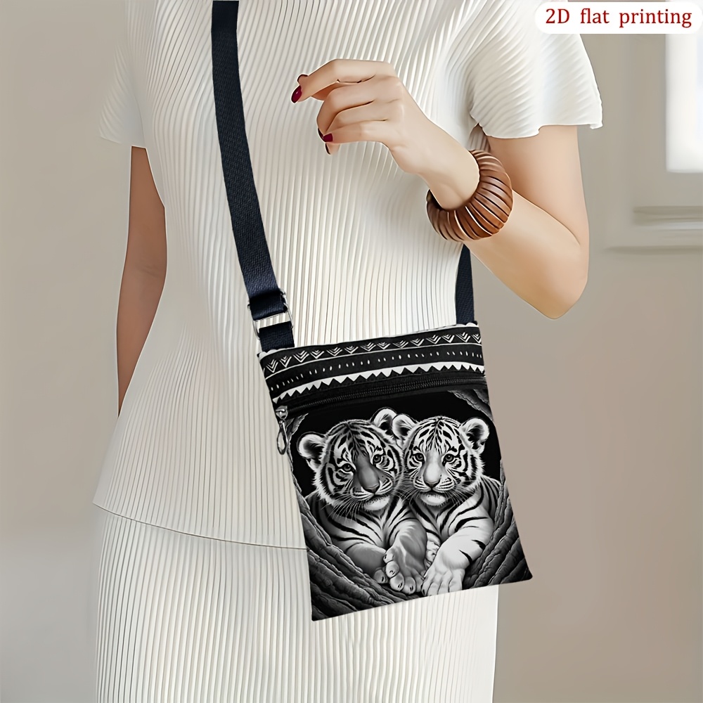 TEMU 1pc [2d Flat Printing] Black Crossbody Bag With For Everyday Use, Design, Sturdy And Portable Small Gift Bags Ideal For Anniversaries, Perfect