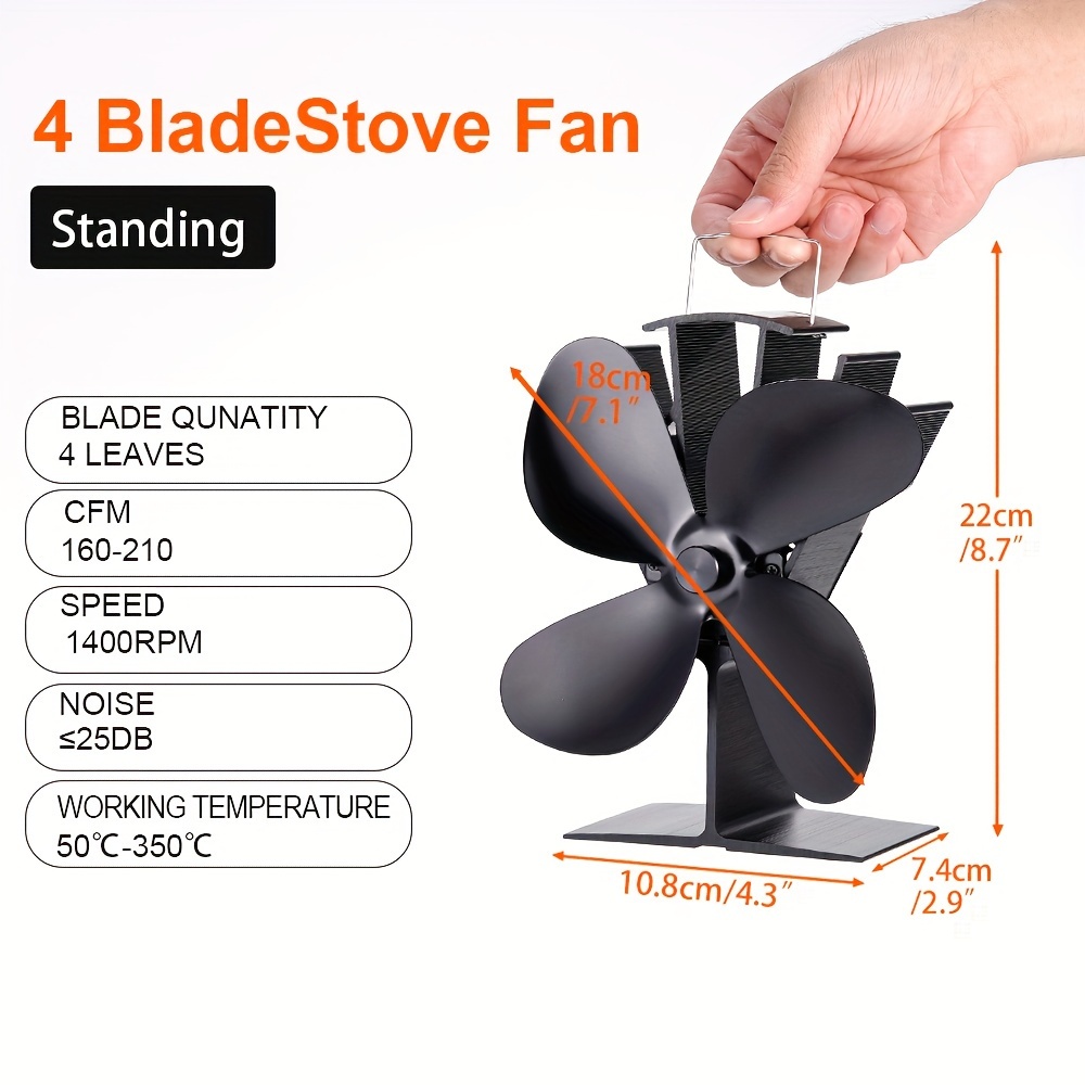 1pc black fireplace   heat powered stove fan log wood burner     fireplace fan   distribution details 4