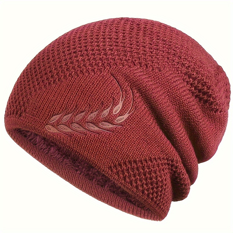 TEMU 1pc Men's Knitted Beanie Hat, Warm Fleece Lined Double Thick Winter Casual Skull Hat, Ideal Choice For Gifts