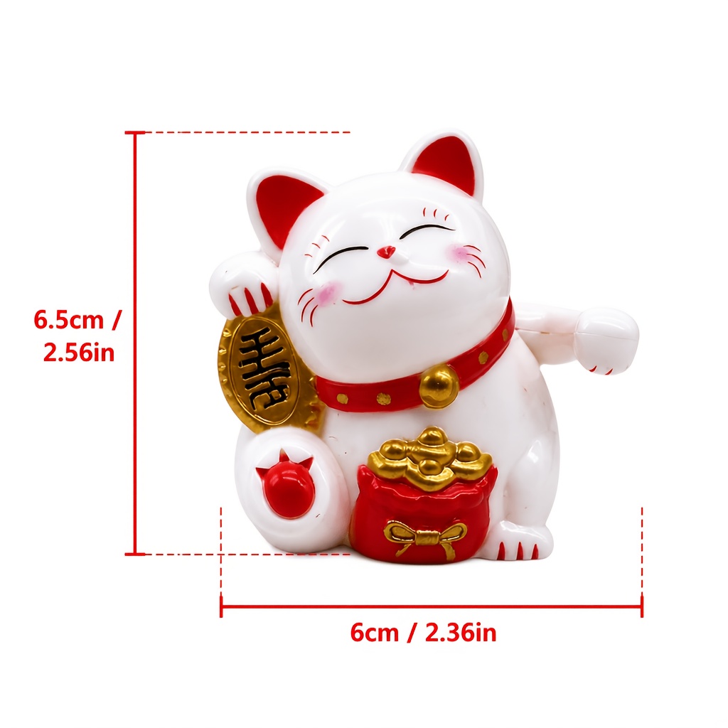 Maneki Neko svārīta veiksmes kaķa figūriņa, laimīgā kaķa ornaments ar zvaniņu un zelta lāpstiņu, automašīnas paneļa mājas interjera dekors, dāvana
