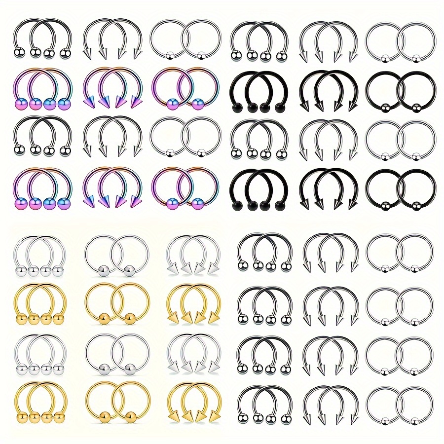 

24pcs Steel 16g Multifunctional , , , , Lip , Cuffs, No-gem , 18k , For & , Piercing Jewelry Set For Women