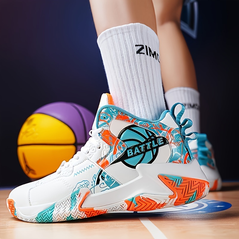 [Baskets Montantes] Baskets de Basketball Montantes pour Hommes  Intérieur en Tissu, Semelle en Caoutchouc, Antidérapantes, Absorbant le