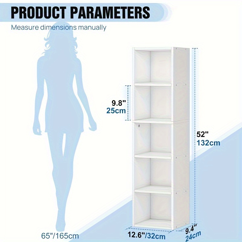 TEMU White Cube Storage Organizer - 2/3/4/5 Tier, Mdf, Easy For Books, Dvds & More - Living Room, Study, Or Office, Autofu