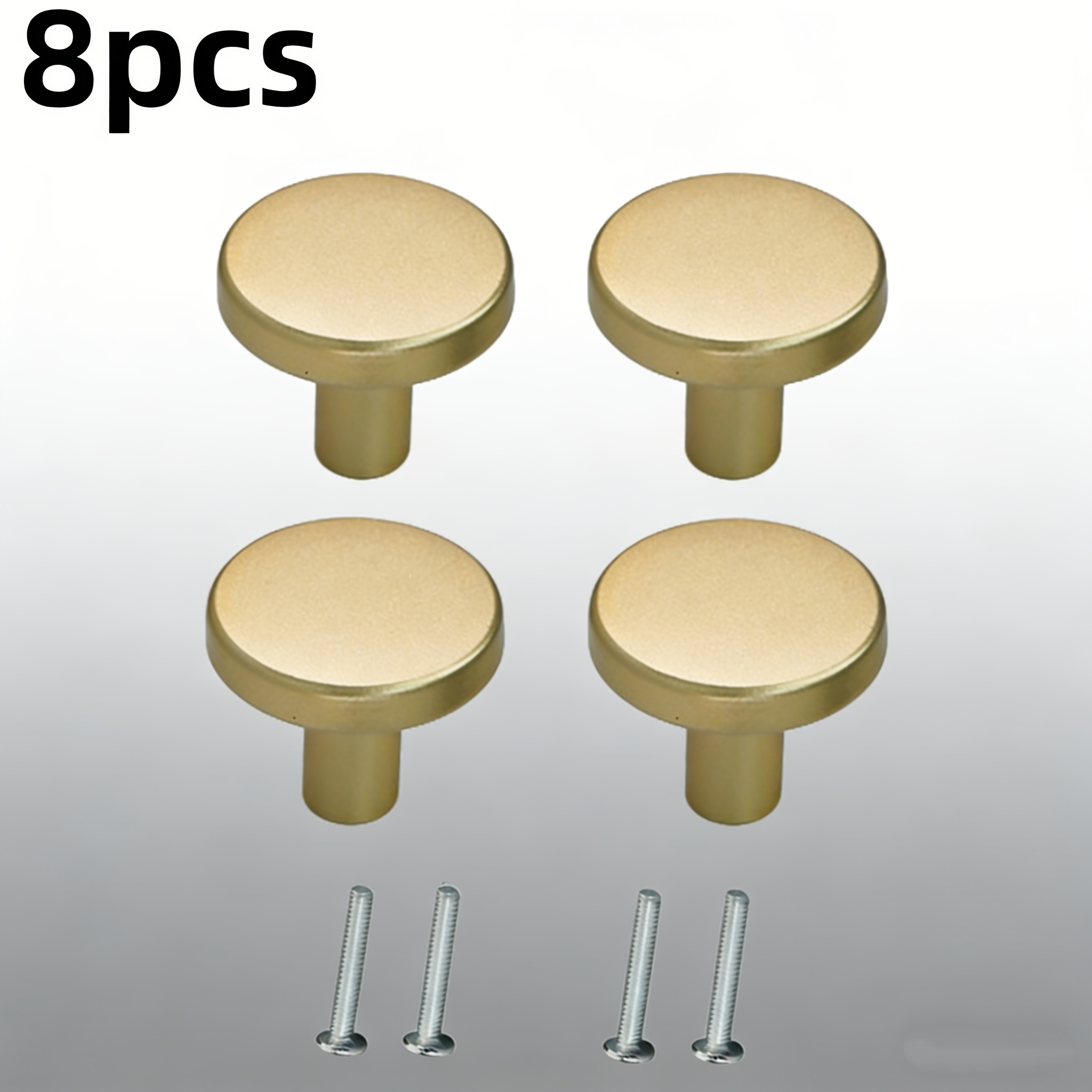 TEMU 8pcs Champagne Golden Round Cabinet Knobs Set With 4 Knobs & 4 Screws 1-1/4 Inch Alloy Drawer Pulls Hardware For Kitchen Cabinet Bathroom Vanity