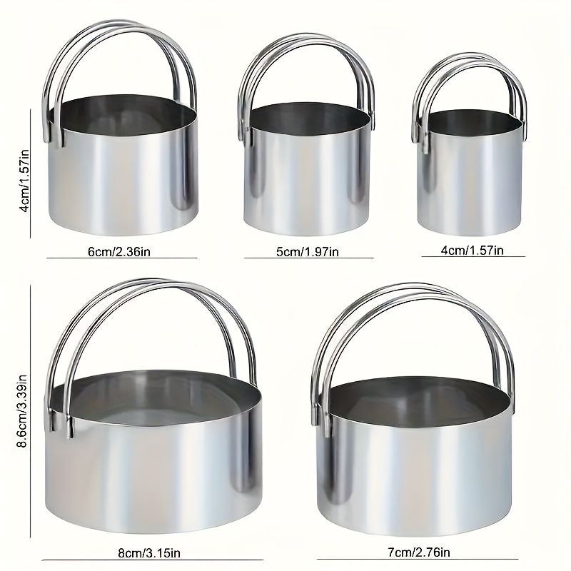 5pcs stainless steel round cookie cutter set with ergonomic handle durable baking tools for perfectly shaped pastries   and dough ideal for holidays like christmas halloween easter valentines day cookie decorating supplies