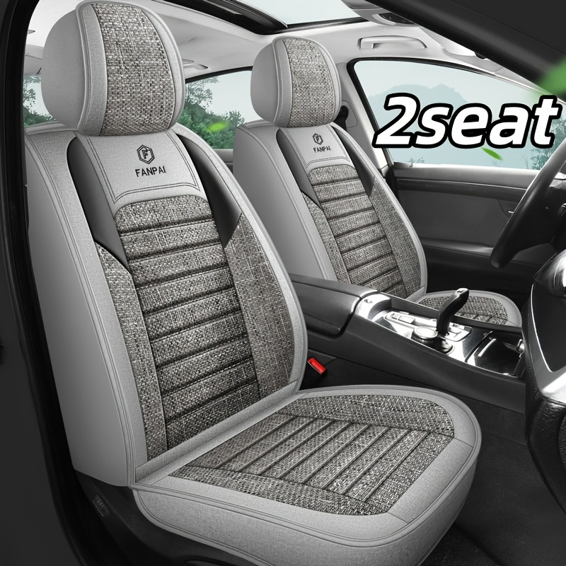 TEMU 2-seat Car Universal Seat Cover, Front Double Seat, Easy Light Interior Set Seat Cover Cushion, Linen Style Durable Versatile Unfailing 5-seat