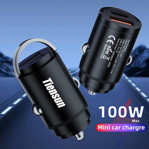 100w (a+c) komplettes protokoll zinklegierung ultra-schnellladung qc & typ c kompaktes autoladegerät, ideal für iphone mini usb typ c auto-handy-ladegerät kompatibel mit für iphone 15 14 13 pro max/xs/xr/se/x/ipad/ , galaxy, pixel