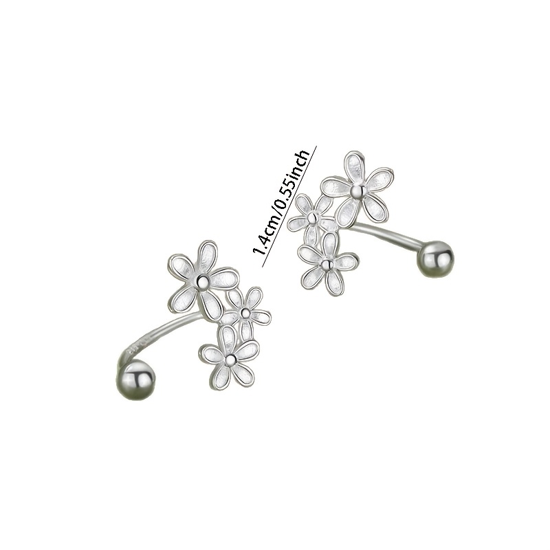 2pcs Women's S925 Silver Flower Earrings, Niche Design Gift