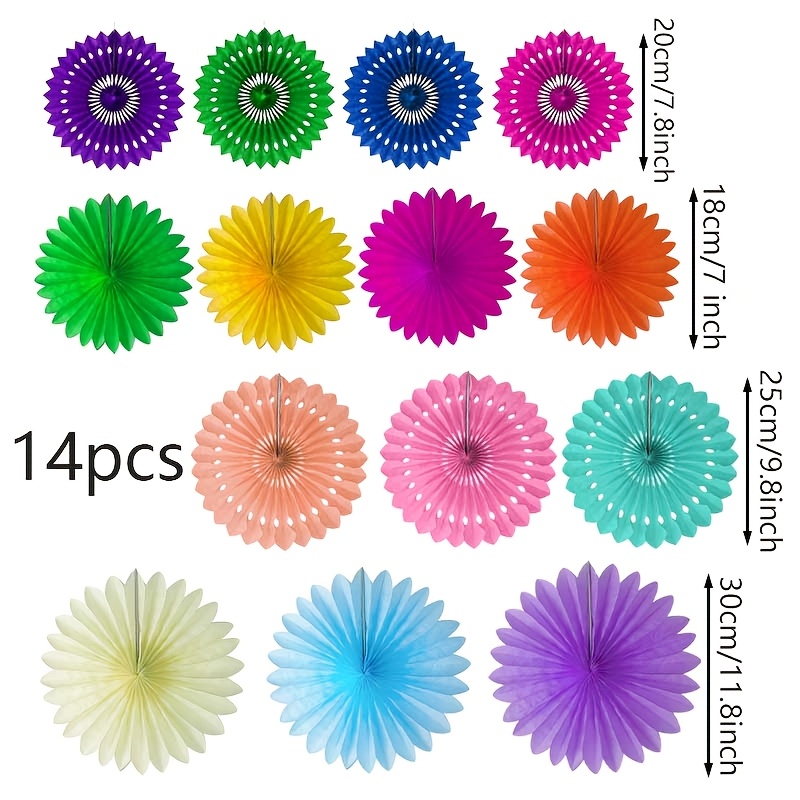 E-shop 14 bunte hohle Papierfächer Dekorationen, geeignet für Geburtstagsparty-Arrangement, Geburtstagsparty Hochzeit Hintergrunddekoration, Fotografie