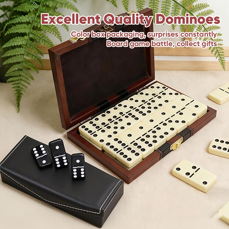 TEMU Of High-quality Dominoes - 28 Classic Tiles In Case - Fun Educational Toy Gift Professional Table Game Multi-functional Decor-black Storage Box