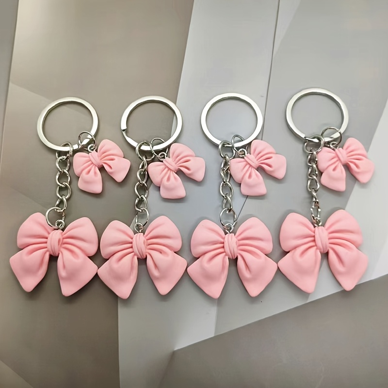 

Chic Double Bow Keychain - Alloy, Fashionable Accessory For Women & Girls, Perfect Gift Idea