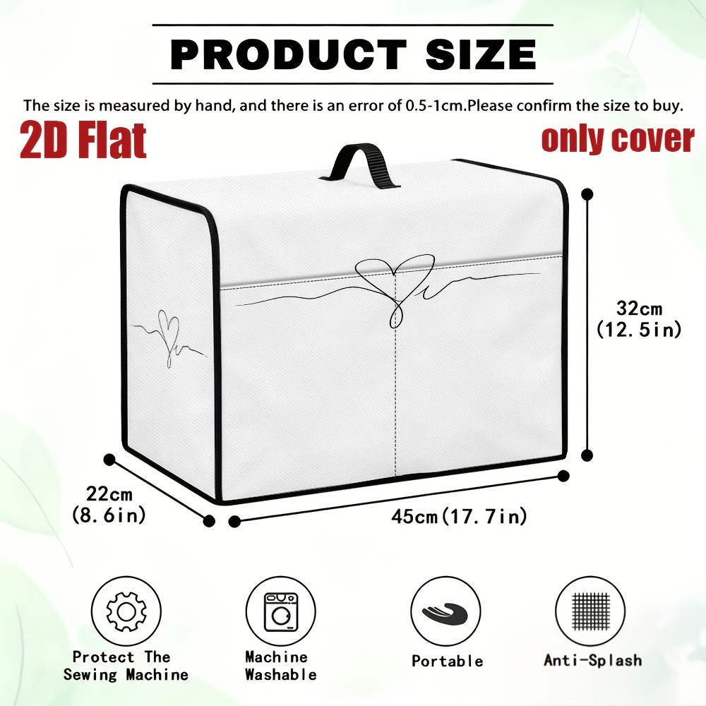 TEMU Stampa Piatta 2D, 1 pz Copertura per Macchina da Cucire con Disegno a Linea di Cuore, Copertura per Macchina da Cucire con Portaoggetti e ,