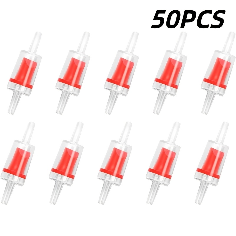 TEMU 50pcs Clan Box Valve, Non-return Unidirectional Air Valve Red Transparent Check Valve Unidirectional Air Pump Transparent Check Valve, Without