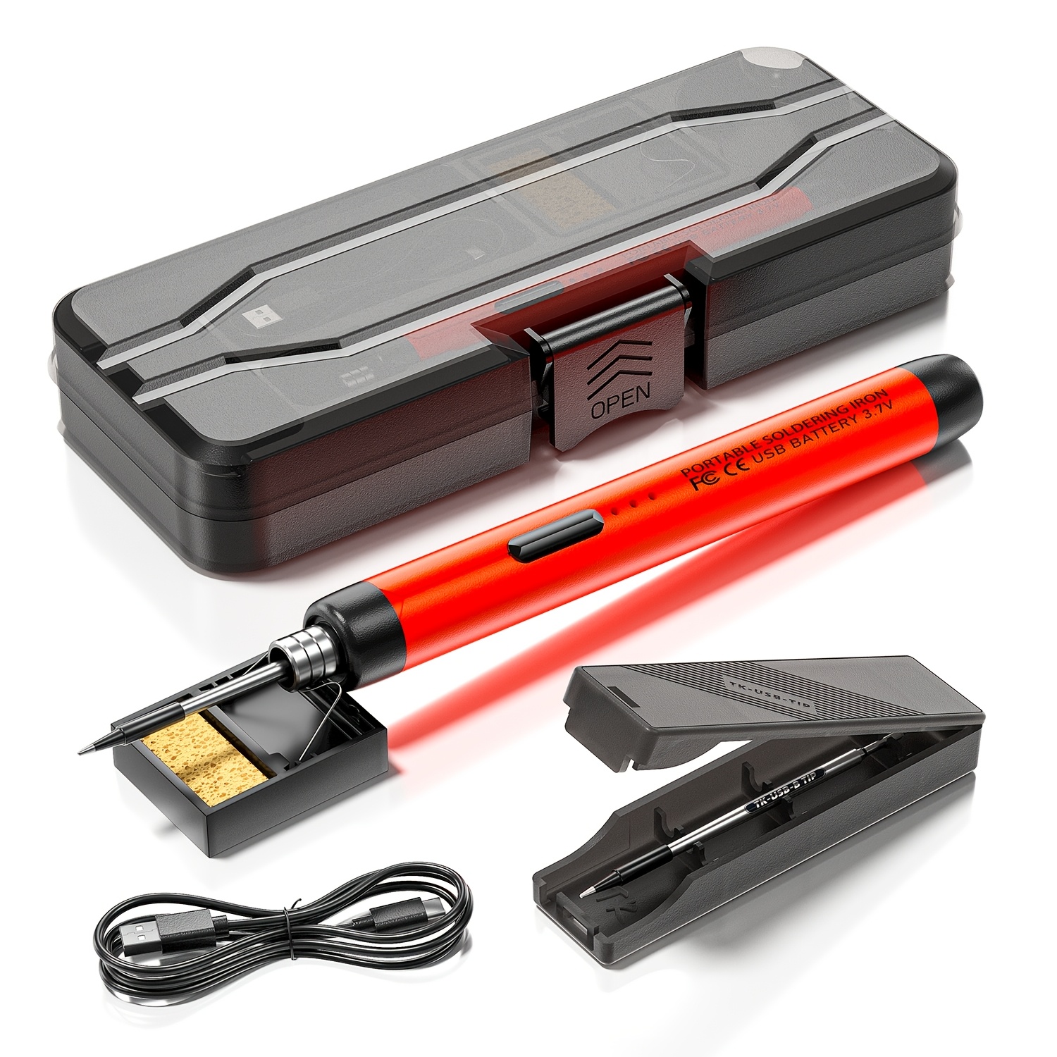 Pistola de Soldar USB Portátil con 3 Ajustes de Temperatura, Soporte y Caja de Almacenamiento - Ideal para Proyectos DIY Eficientes