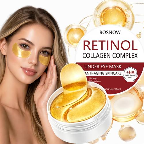 item picture 60pcs retinol collagen eye mask firming eye mask anti aging skincare under eye patches hydration cooling suitable for wrinkles dark circles gel eye masks suitable for eye puffiness dark circles improves signs