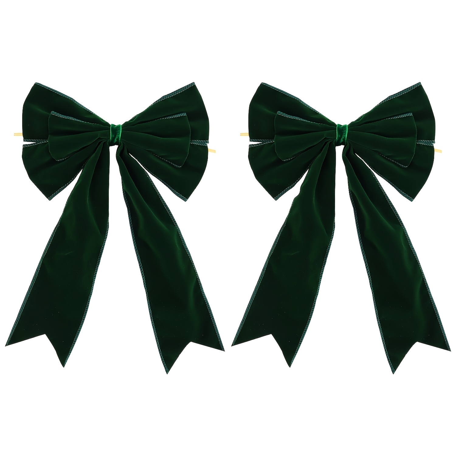 TEMU 2pcs, Velvet Grosgrain Ribbon, 7.8-inch Metallic Golden Tassel, Christmas Bow And Bow, Suitable For Christmas Flower Arrangement, Party Gifts,
