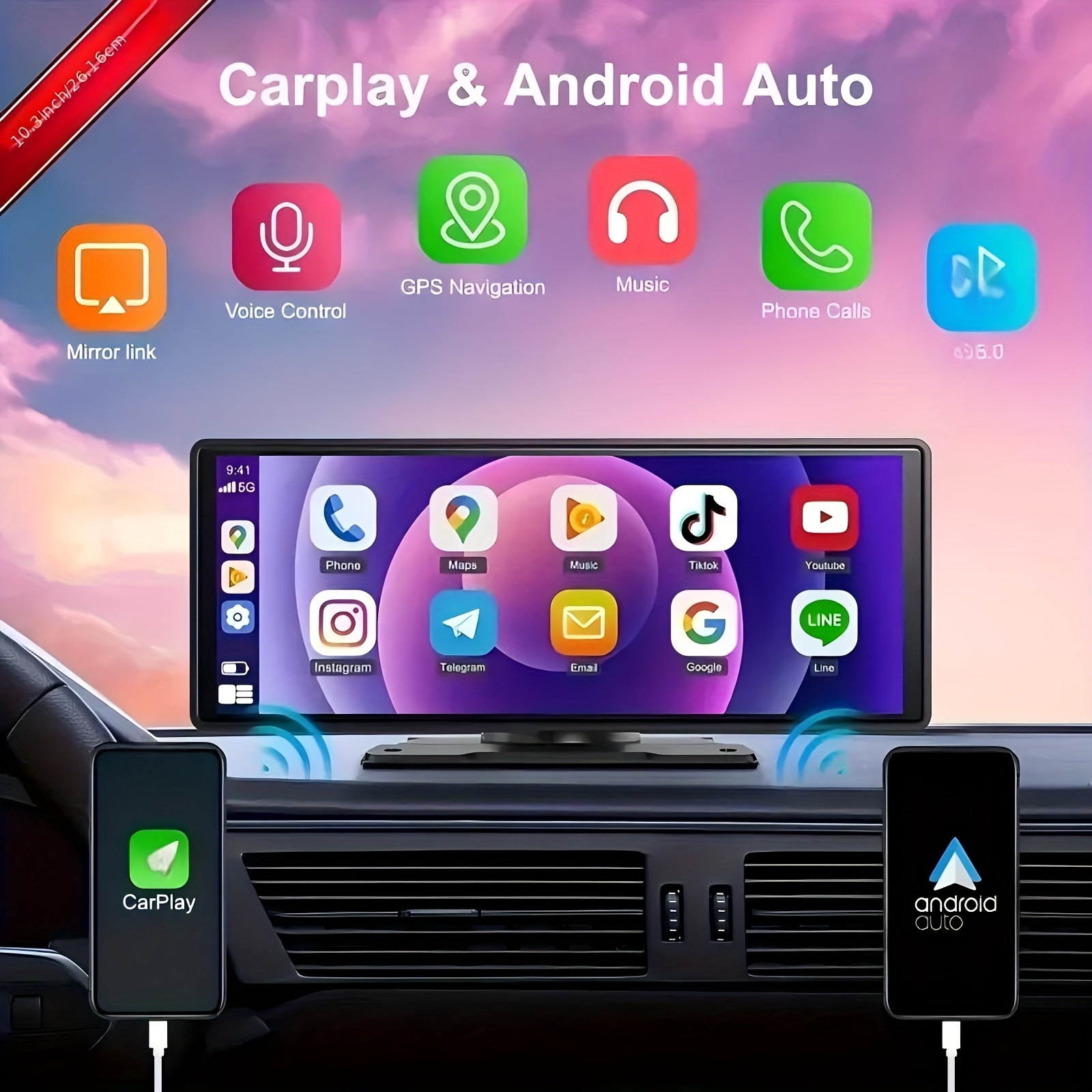 10.2-inch Large Car Screen - 4K Ultra-clear