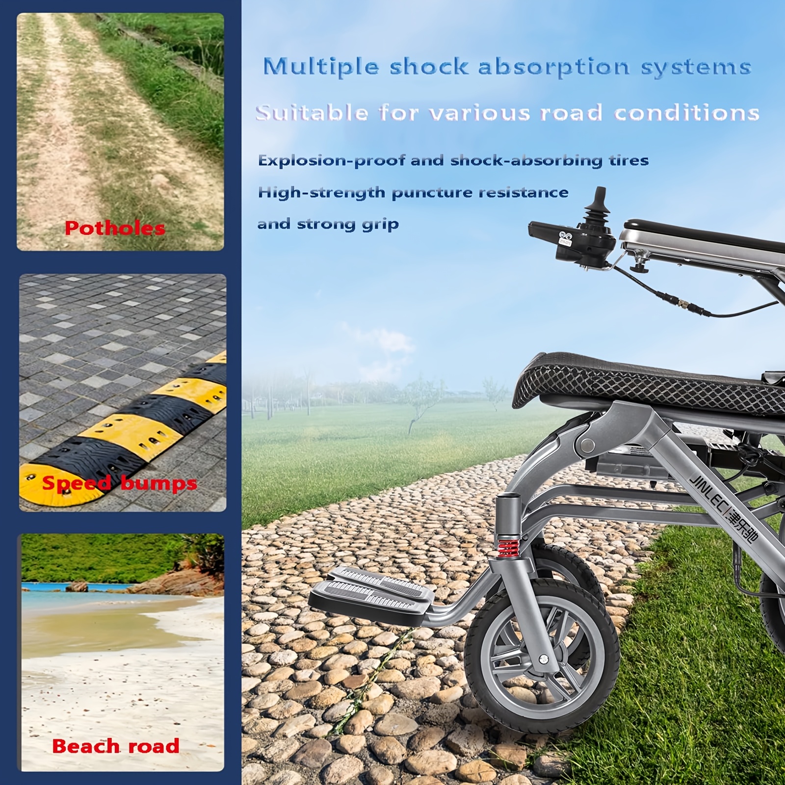 lightweight folding electric wheelchair a smart automatic aluminum alloy wheelchair designed for the elderly and disabled Product details 4