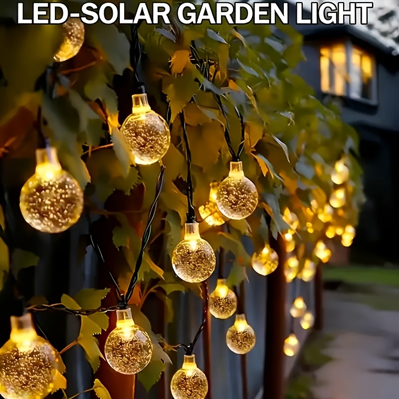 TEMU Outdoor Solar- String Lights Featuring 30 Leds, Measuring 21.33 Feet, With 8 Different Lighting . Decorative Fairy Lights With Crystal Balls Are