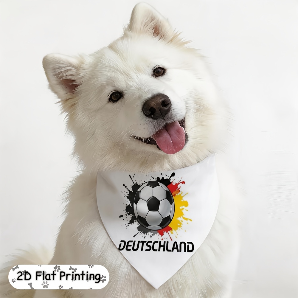 TEMU 1pc German Soccer Ball Logo Adjustable Dog Scarf - Soft Suitable For Breed Sizes (small/medium/), German Soccer For Daily , Outdoor Activities &