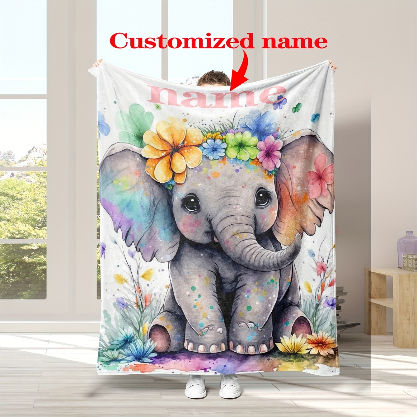 

Custom Flannel Throw Blanket With Cute Floral - Personalized For , Family , - Great For Sofa, Office Bed, Camping - Soft, Reversible, Multi-use