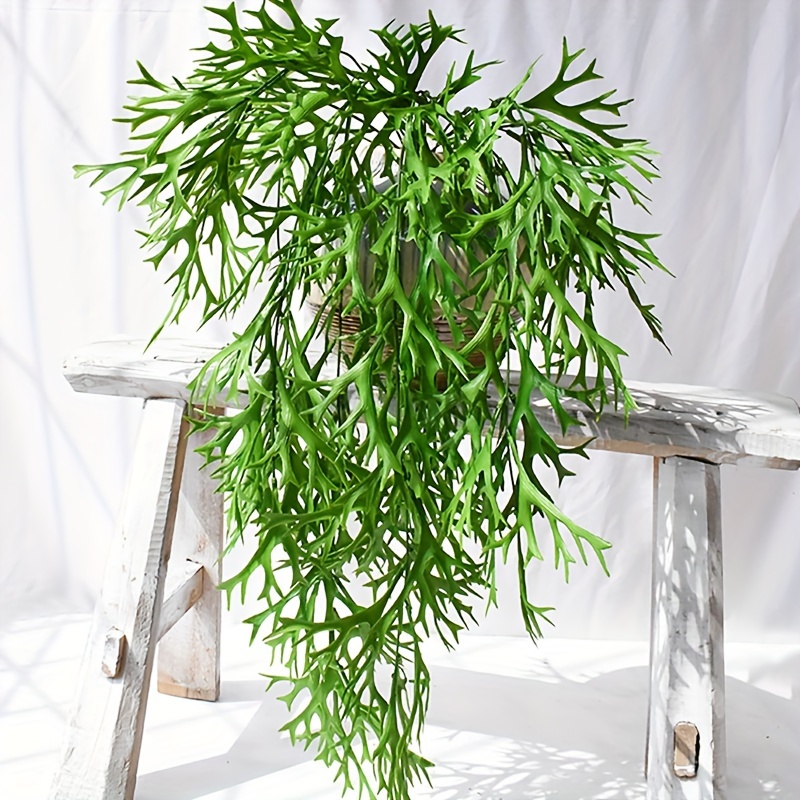 

1pc Green Artificial Fern Vine - Realistic Texture, No-power Needed, Wall-mountable Plant For Indoor & Outdoor Decoration, Home & Garden, Artificial Plants For Home Decor