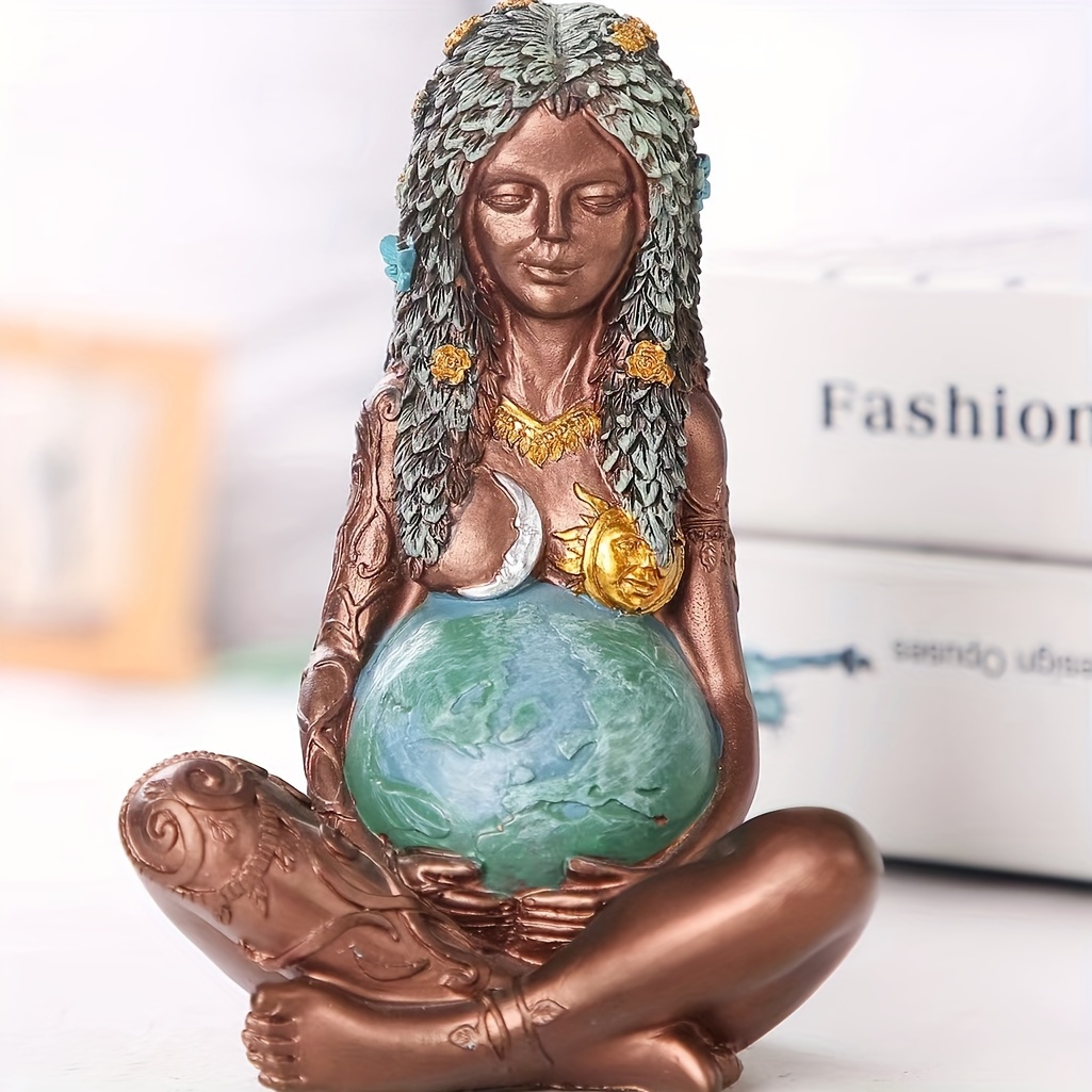 

1pc, Resin Random Goddess Statue, Gaia Statue Mother Earth Nature Moon Statues, Resin Witchy Spiritual Figurine Home Room Decor Garden Decoration Earth Day Decoration