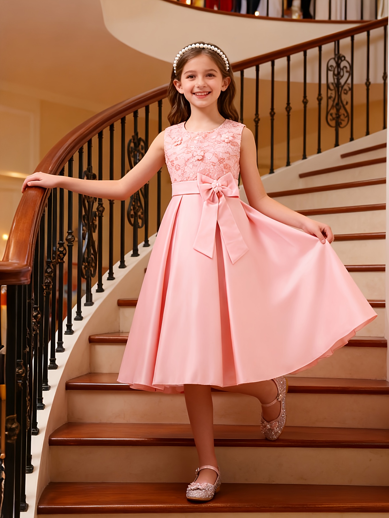 formal dress for girls Tiffany Princess 13758 Girls Long Lace Pageant Dress Corset Floral Glitter Formal Ball Gown 8 / Teal main image 1
