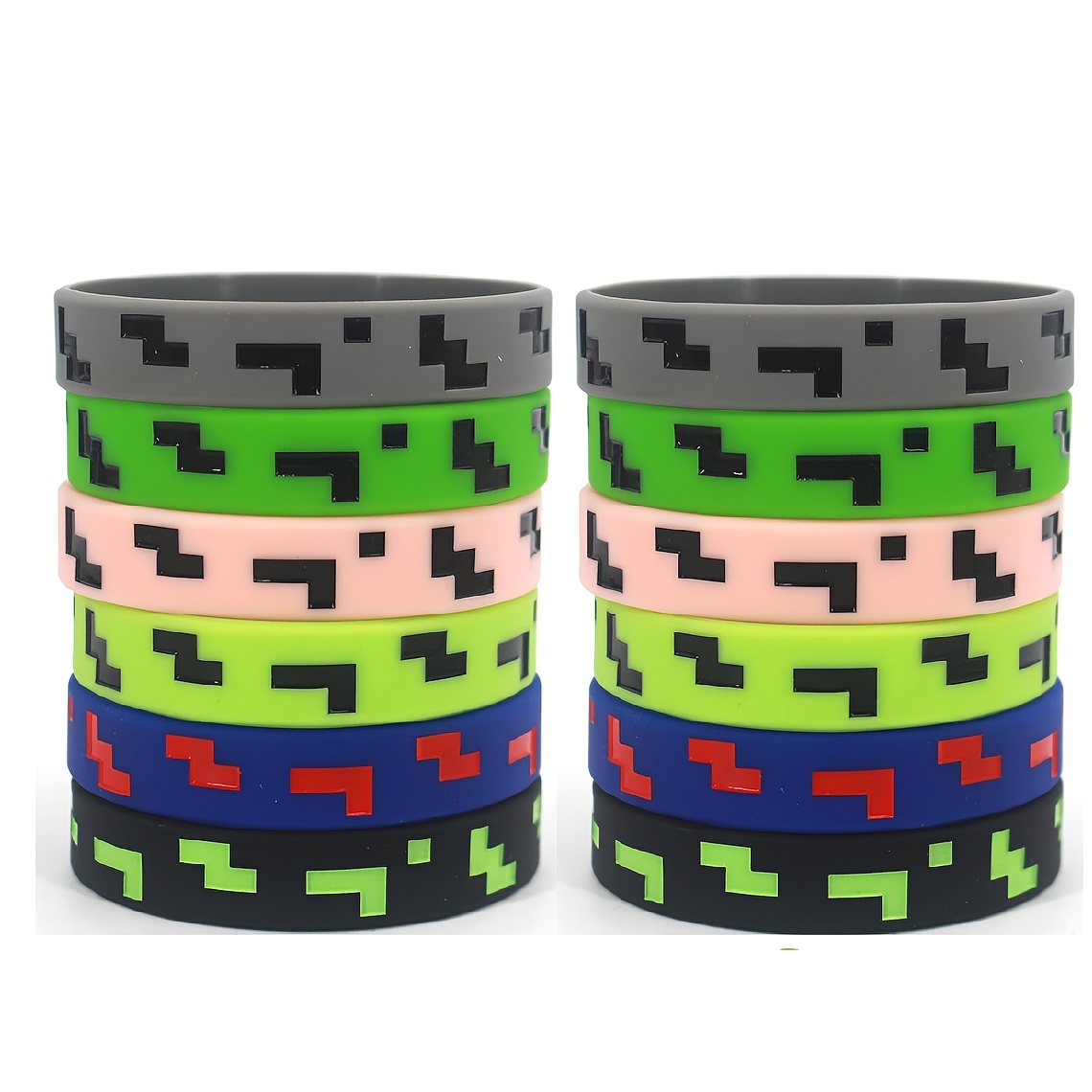 Gift For Her/him 12pcs Pixel Miner Theme Party Favors Bracelets, Wristband Gifts For Birthday Party Supplies