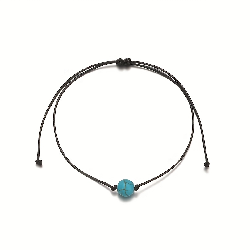 Boho Turquoise Beaded Bracelet Infinite Loop Stone Charm