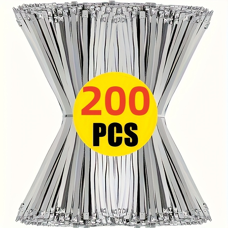 E-shop 200 Stk./100 Stk. Packung 7,9 Zoll Hochleistungs-Kabelbinder aus Edelstahl – Rostfrei, Hitzebeständige Metall-Kabelbinder für Anwendungen in