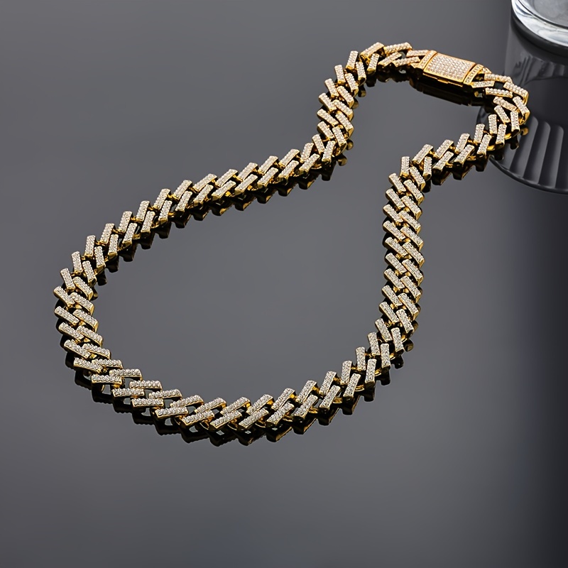 Men’s Tri-Color Prong Set store 15mm Cuban Link Choker