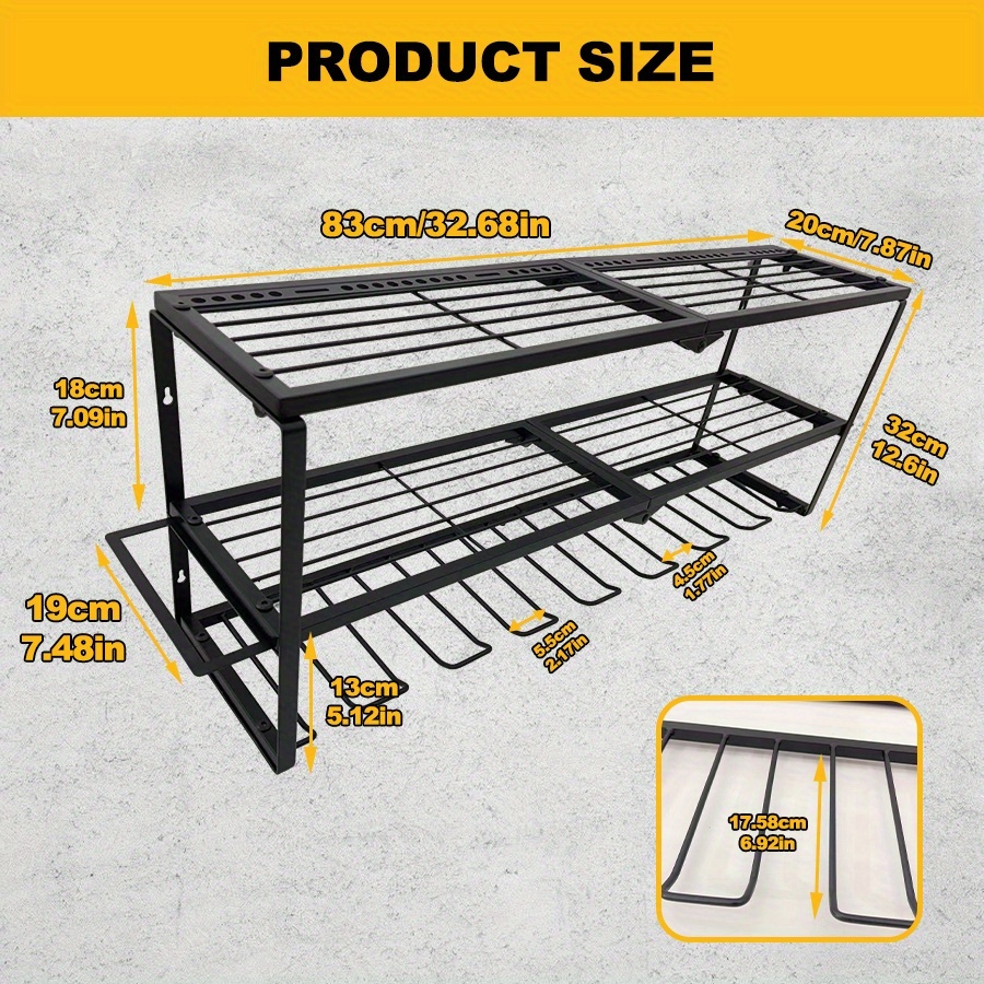 E-shop 3-stufiges 83 cm / 32,67 Zoll großes Wandregal aus Metall, , Garage Werkstatt Organizer Werkzeugaufbewahrung Bohraufbewahrung Wandmontierte