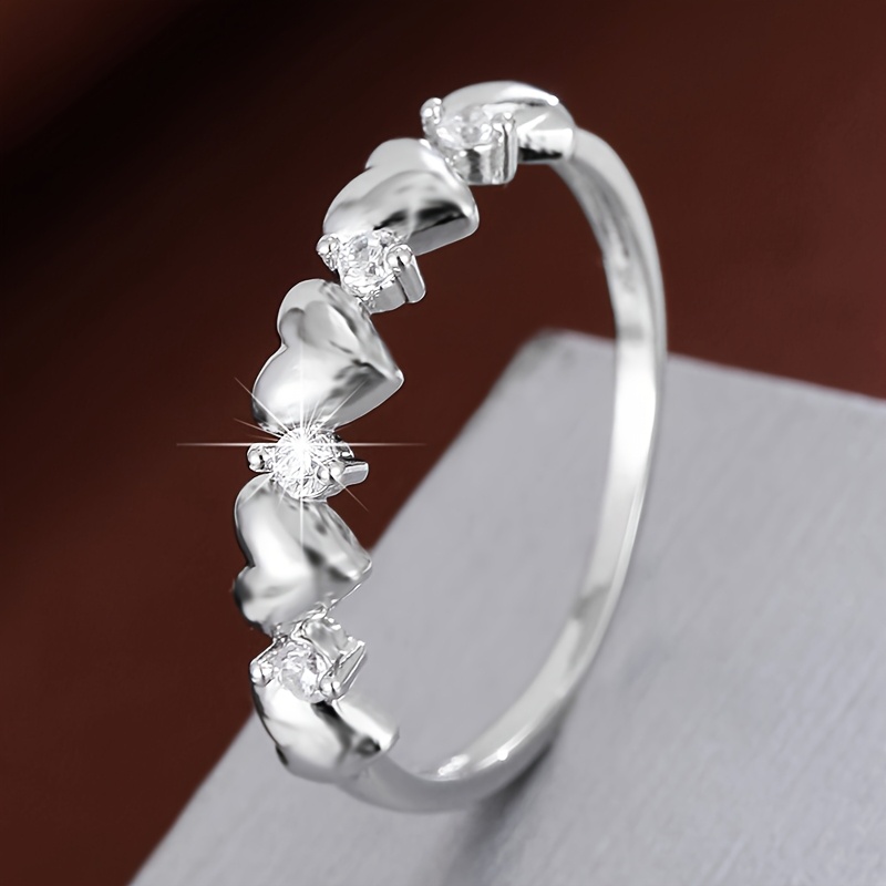 Heart Ring with CZ Inlay Golden Plated Copper Ideal for Various Occasions