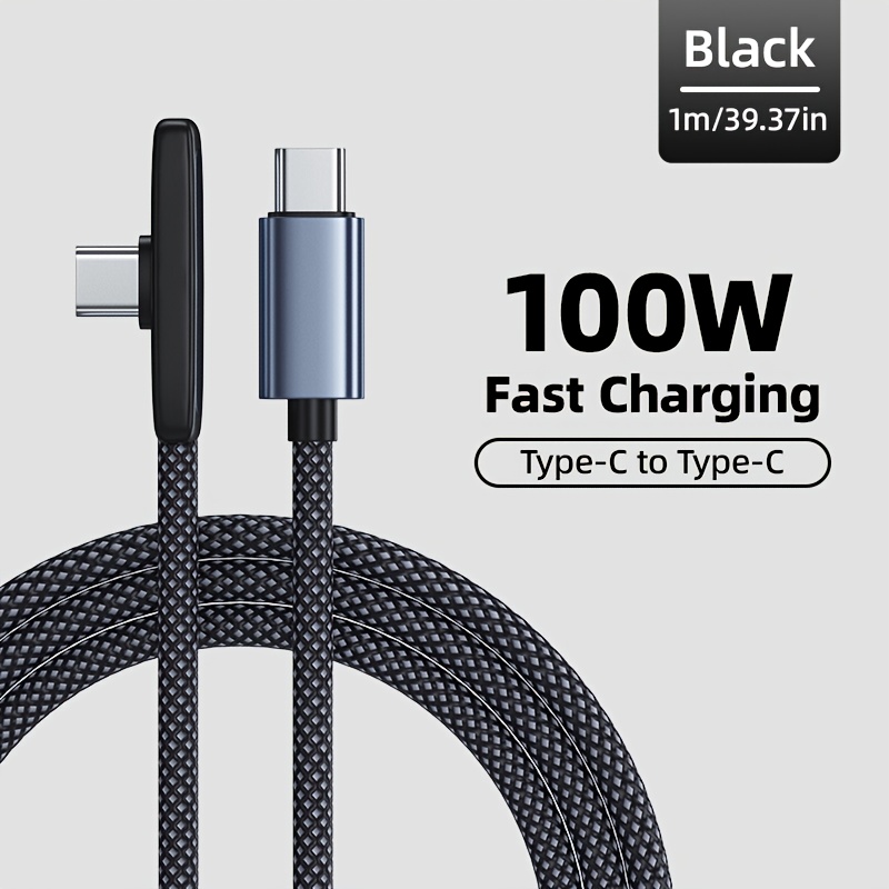 Image of Kaxoe 100w Right Angle 90 Degree Fast Charging Type-c Data Cable Fast Charging Usb C Phone Charger Cable Pd Type-c To Type-c Charger Cable For Iphone For For Oppo For Xiaomi