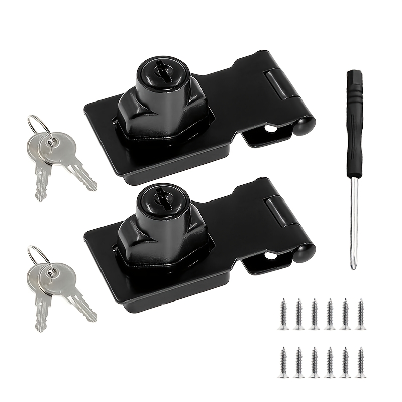TEMU 2 Sets Heavy-duty Metal Furniture Latch Door Locks, Thickened Office Desk File Cabinet Locks With Keys And Anti-theft Lock Cylinders, Including