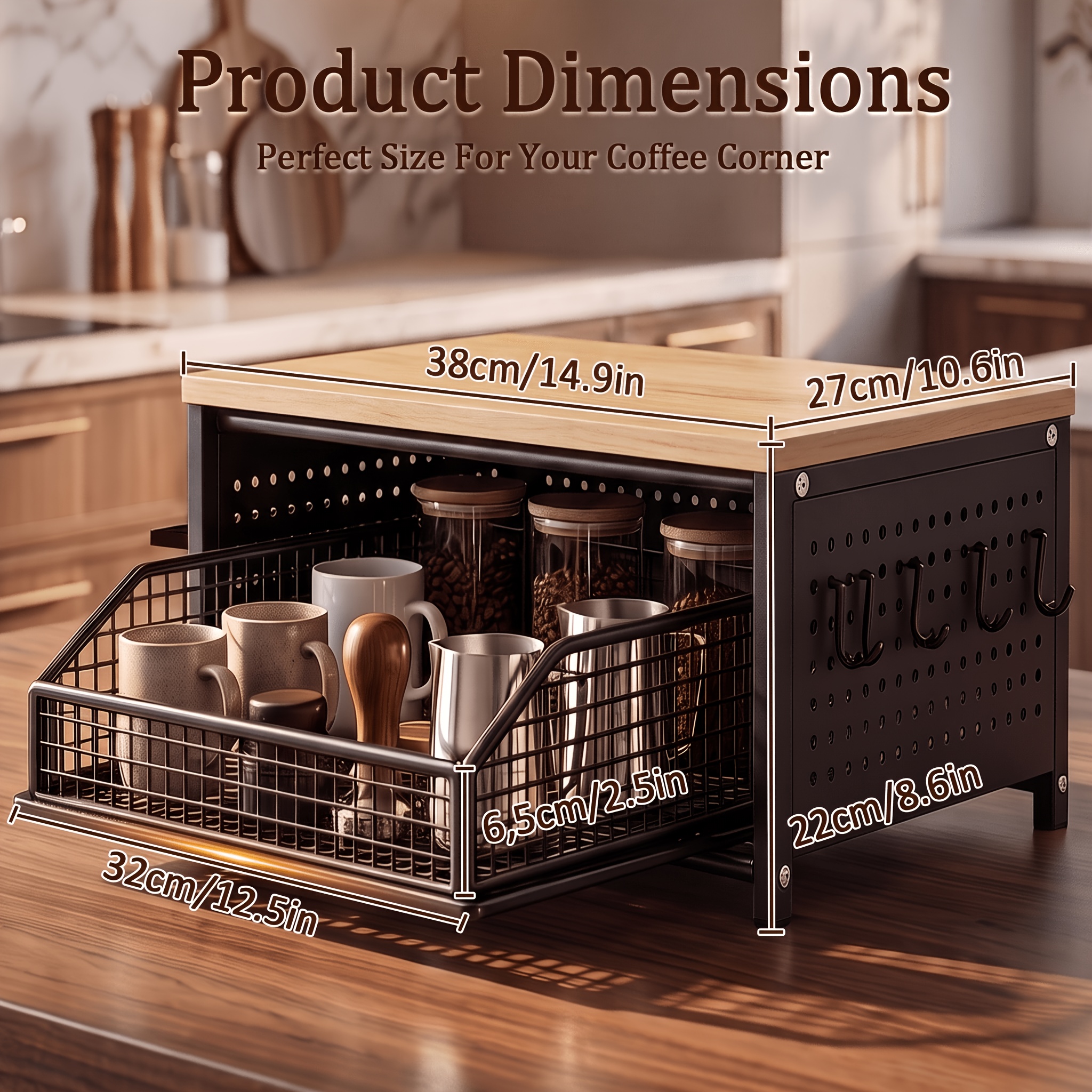 Space-Saving Kitchen Countertop Organizer with Drawers