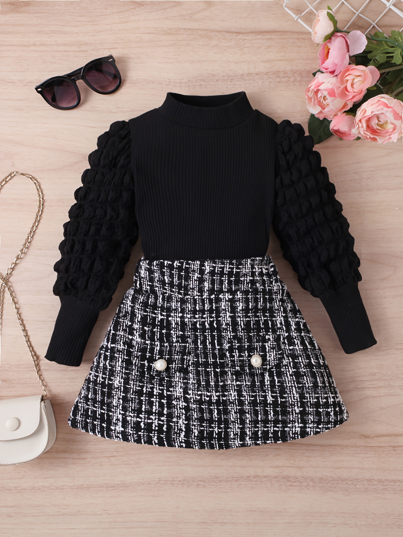 Spring Autumn Cotton Plaid Skirt 4105