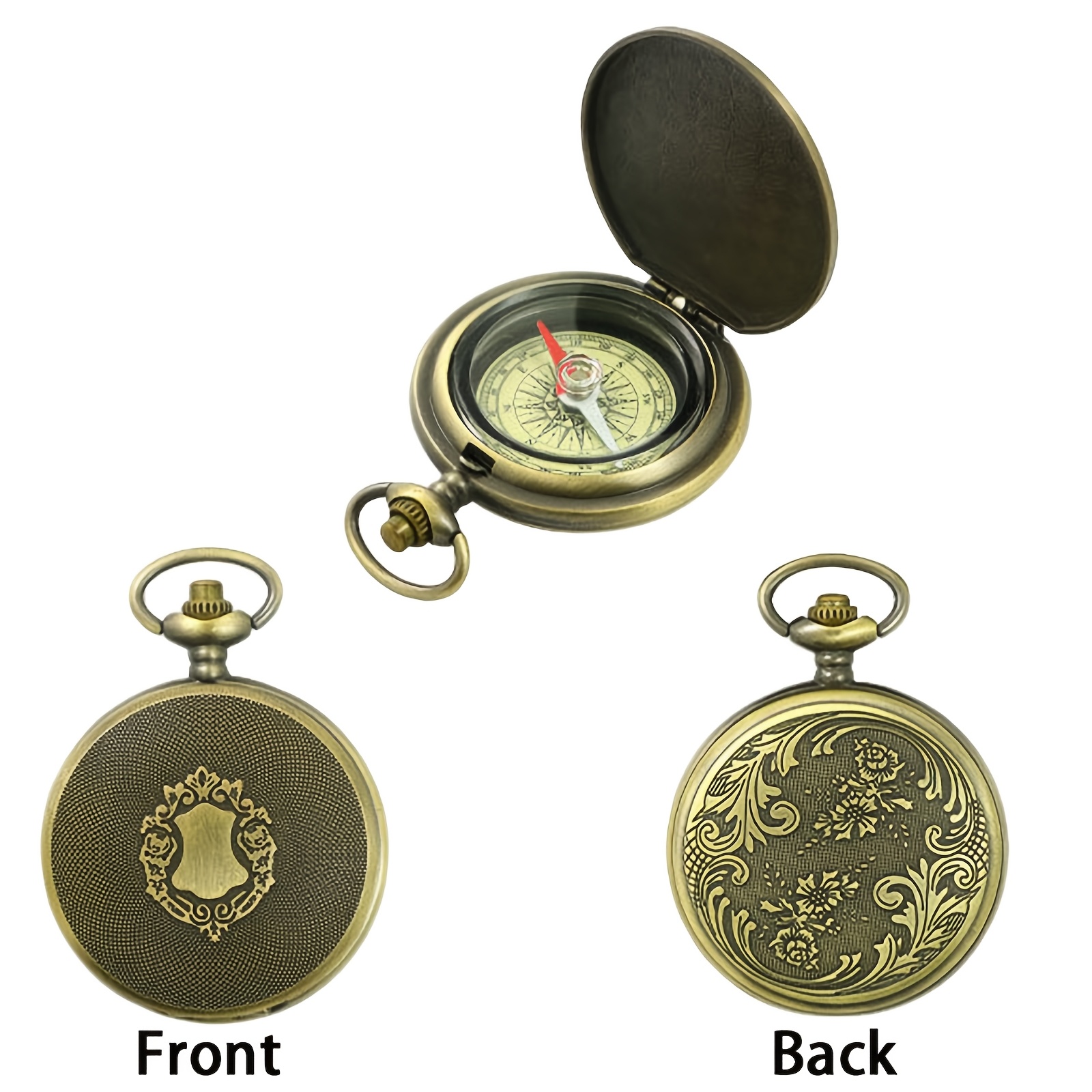 TEMU Reloj de bolsillo retro de con abatible y , 1 pieza, de metal , y portátil, para , viajes, camping, ciclismo, senderismo, a vela, rafting, esquí