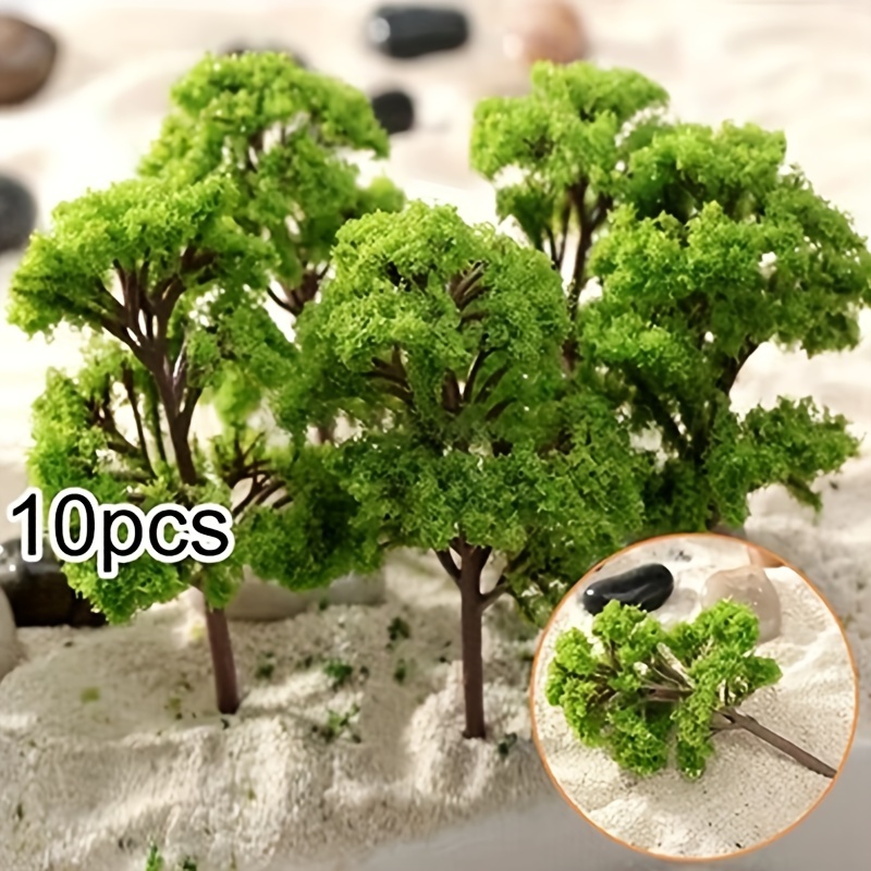 

10pcs Miniature Model Trees, 4cm Plastic Foliage Trees, For Train Layouts, War Gaming Scenery, Architectural Sand Table Exercises, And Landscape Modeling, Suitable For 14+