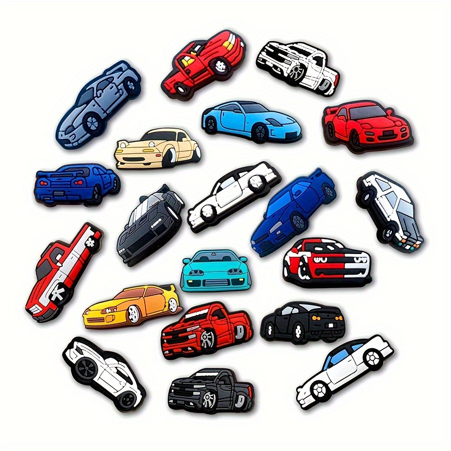 

20pcs Vibrant Car-themed Pvc Shoe Charms Set - Cartoon Vehicle Designs For Clogs & Beach Bags, Ideal Gift For Birthdays, Christmas, Valentine's Day, Halloween, Cute Car Accessories