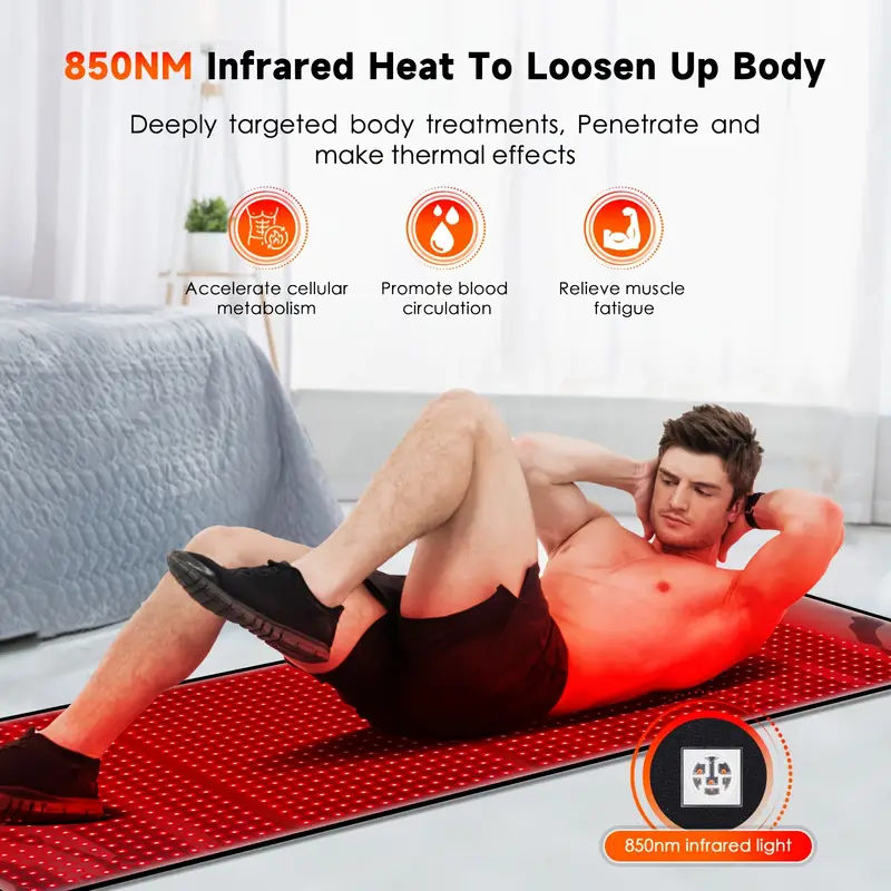 1440 led red light pad 1 7m pad 660nm 850nm full body mat for muscle recovery lower home use physical equipment Product details 2